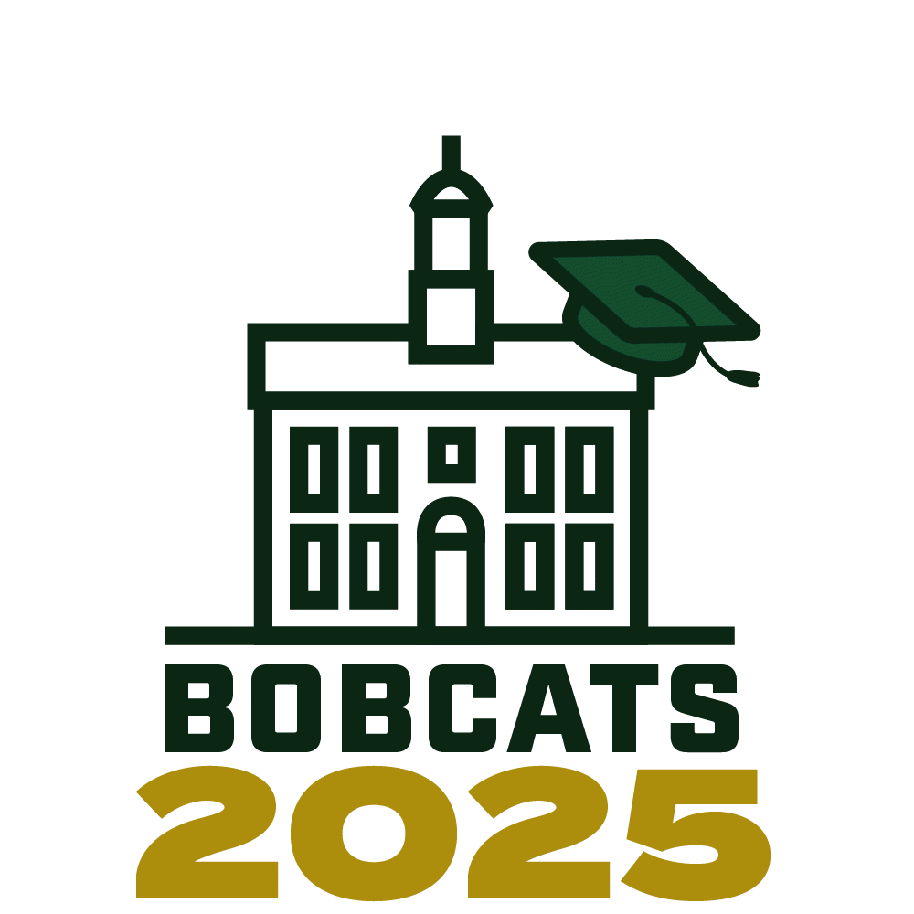 A gif of Cutler Hall with a graduation cap and the words Bobcats 2025