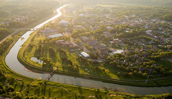 Aerial campus in summer