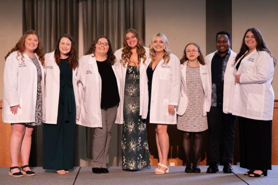  Ohio University audiology program 2025 White Coat Ceremony doctoral recipients posing together 
